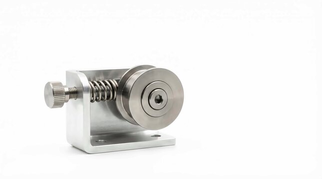 Precision metal lathe tool holder with threaded adjustment mechanism on white background