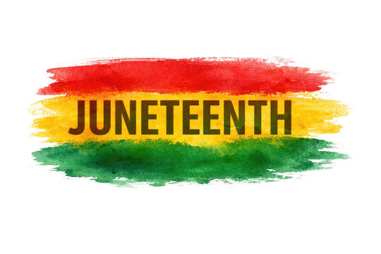 Juneteenth Celebration Banner with Red, Yellow, and Green Brush Strokes isolated PNG with Transparent Background