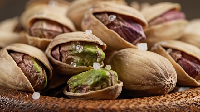 Delicious Pistachios - A Close-Up View of Healthy Nuts in Shells.