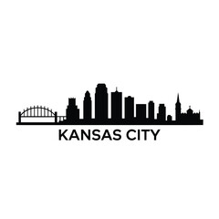 Obraz premium Silhouetted skyline of kansas city missouri with city name below