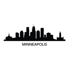 Naklejka premium Minneapolis skyline silhouette against a stark white background