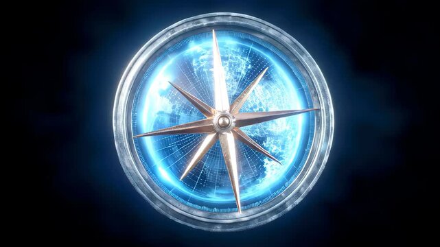 Holographic Compass Showing Global Connectivity Routes with AI Technology