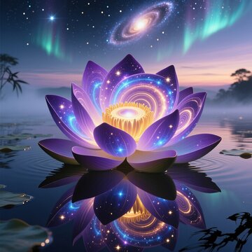 Lotus with a Spiral Galaxy A lotus with petals shaped like a spi