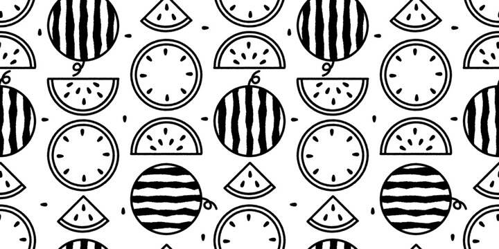 夏の西瓜をテーマにした手描き繰り返し模様