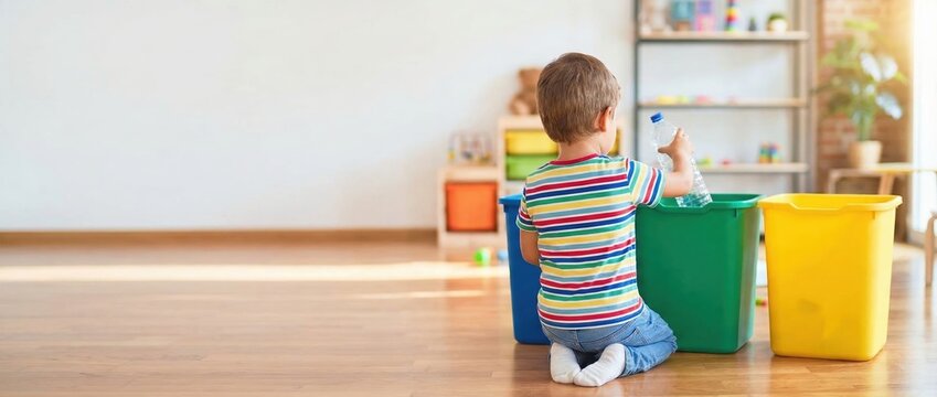 Family recycling activities at home embracing sustainability with reusable solutions in an eco-friendly environment