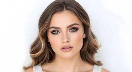 Naklejka premium Beautiful Woman with Perfect Makeup and Healthy Skin