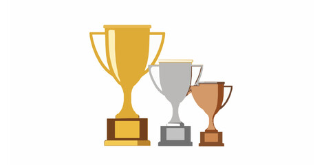 Gold Silver Bronze Trophy Cups Vector Illustration for First Second Third Placecar, cars, vehicle, vehicles, transport, transportation, city, traffic, road, taxi, police, suv, pickup, van, trailer,  © MdRaisul