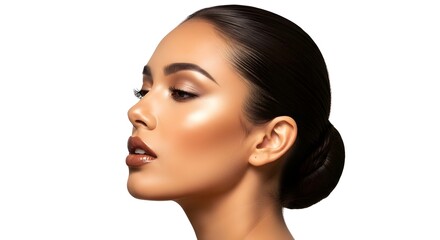 Fototapeta premium Beautiful Woman with Perfect Makeup, Profile View