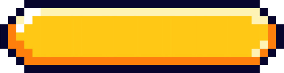Yellow pixel art button with retro style