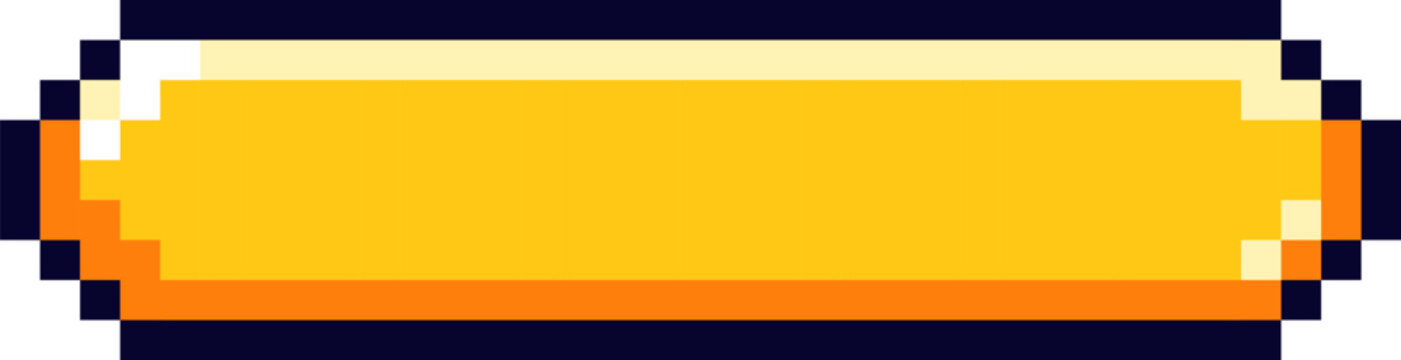 Yellow pixel art button with retro style