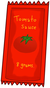 Red Ketchup Sauce Packet 8g Minimal Food Packaging Condiment Sachet Cute Korean Style Clipart
