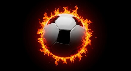 Fototapeta premium A soccer ball surrounded by a ring of fire , FIFA World Cup 2026, World Cup, World Cup 2026 with Soccer Ball, Vibrant Stadium, International Flags, Global Football Celebration
