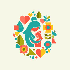 Fototapeta premium Mother Holding Baby in Heart Shape.