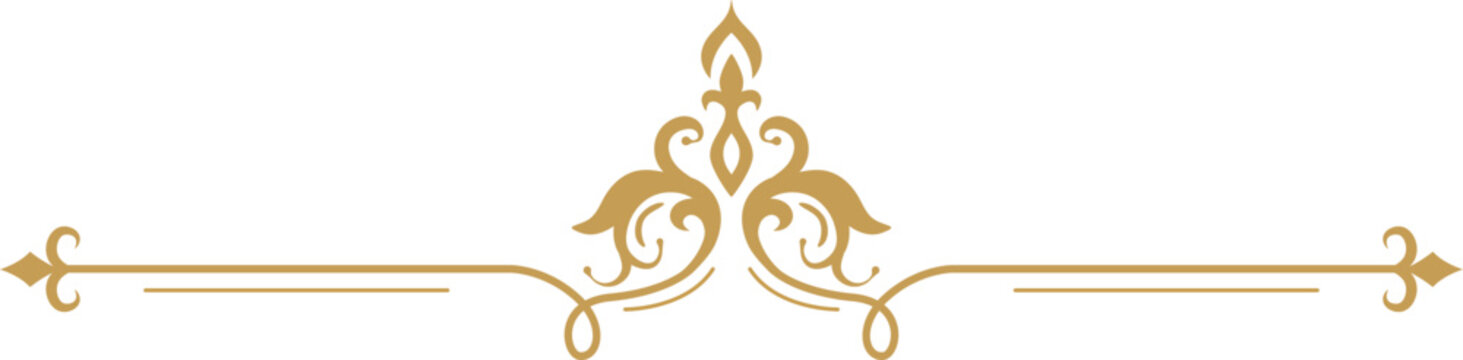 Ornate golden baroque scroll line divider design