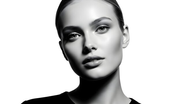 Beauty Portrait of a Young Woman in Black and White