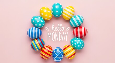 Obraz premium Colorful Easter Eggs Arranged in a Circle with 