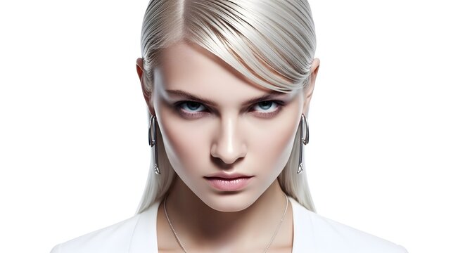 Elegant Blonde Woman Portrait with Intense Gaze