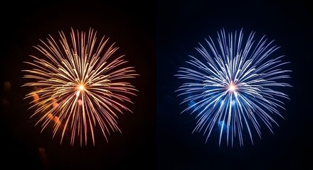 Obraz premium Vibrant fireworks display in the night sky