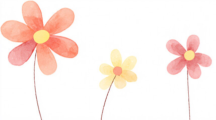 Obraz premium flowers abstract, simple shapes, pale mint background, green leaves. 