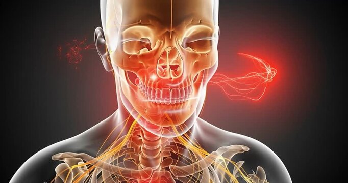 Human anatomy illustration skeletal structure and nervous system
