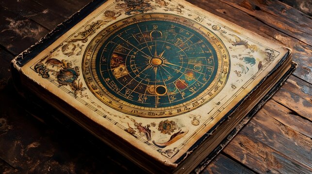 Vintage horoscope book with illustrations