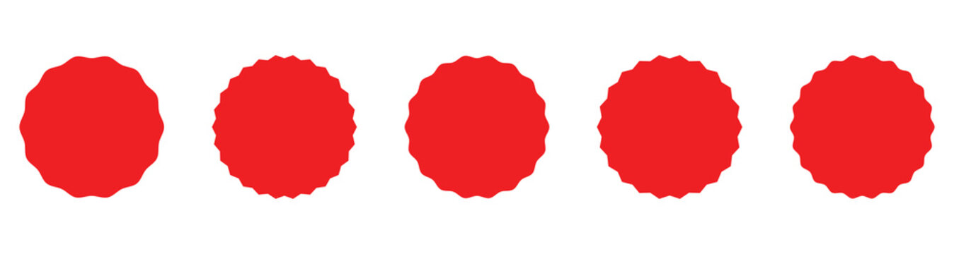 Red starburst icon set vector illustration. Starburst icon. Sunburst, star icon. Abstract starburst set isolated on white background. Vector illustration.  EPS 10