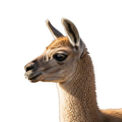 Fototapeta premium Guanaco portrait isolated on transparent background