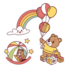 Fototapeta premium teddy bear and balloons