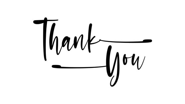 Thank you text animation suitable for greeting cards, social media posts, invitations, and stationery design projects.