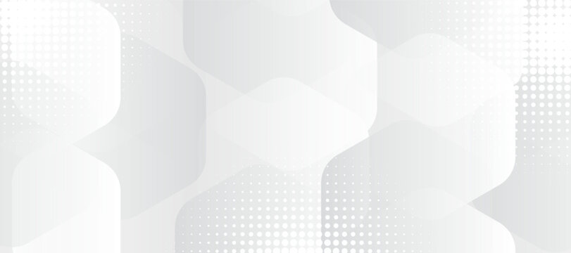 Abstract white hexagon Geometric banner design background. Halftone corner texture. Faded dot pattern for design prints.