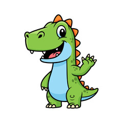 Obraz premium Smiling green cartoon dinosaur character.