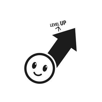 Smiling Face with Level Up Arrow.