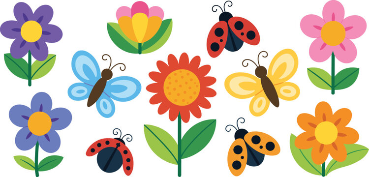 seamless pattern with colorful flowers