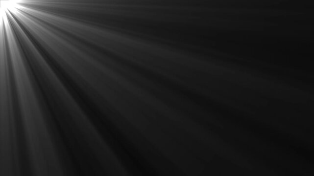 High quality stock footage of sun rays light effects, overlays or flare glow array isolated on black background, overlay light transition, effects sunlight, Sun rays view, white spotlight 4k video.
