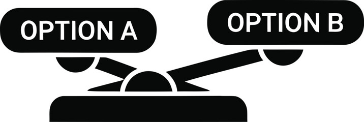 Silhouette vector graphic of scales with option a and option b © MohimaGraphix
