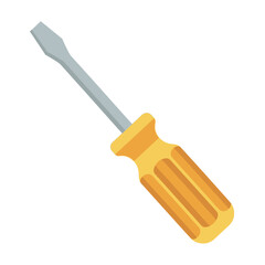 Fototapeta premium Flat Slotted Screwdriver Vector Illustration with Yellow Handle