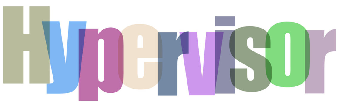 Layered Typography "Hypervisor" in Pastel Colors Digital Art Isolated on transparent background