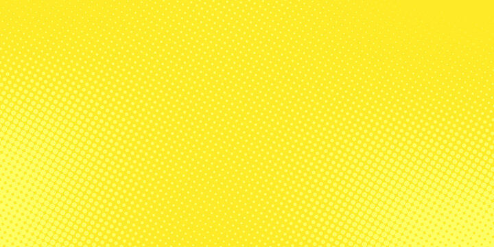 Bright yellow pop art background in retro comic style with halftone dot design