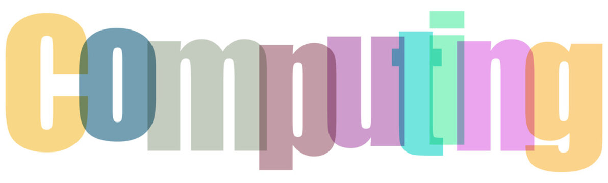 Colorful "Computing" Word Typography with Layered Letters Isolated on transparent background