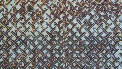 腐食が進んだ古い縞鋼板の表面素材