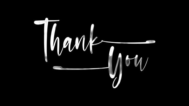 Thank you text animation in silver, perfect for greeting cards, thank you notes, social media posts, and stationery design.