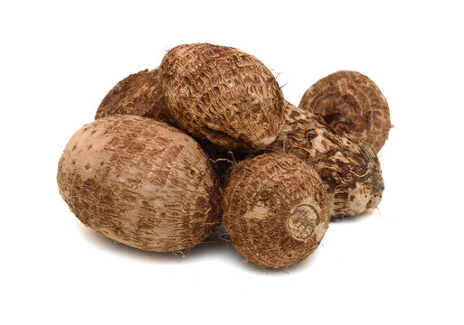 Closeup of taro on white background