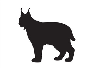 Black lynx silhouette vector, Lynx Wild Cat Silhouette Wildlife Animal Vector Illustration © Chan