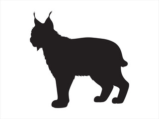 Black lynx silhouette vector, Lynx Wild Cat Silhouette Wildlife Animal Vector Illustration © Chan