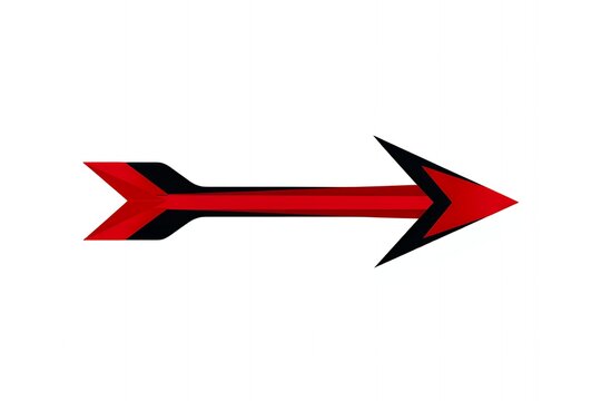 A red and black double headed arrow pointing to the right on a white background