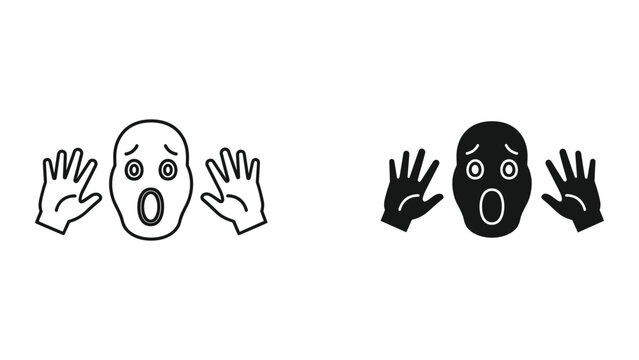 Scared Face Hands Fear Icon Graphic