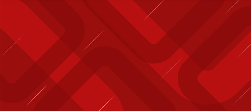 Red abstract background with glowing geometric lines. Modern red gradient rounded square lines pattern. Futuristic technology concept.