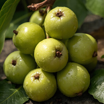 Fresh Nelli Fruits (Amla) with Natural Green Leaves
