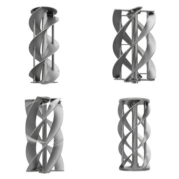 Four industrial mixing impellers on white background