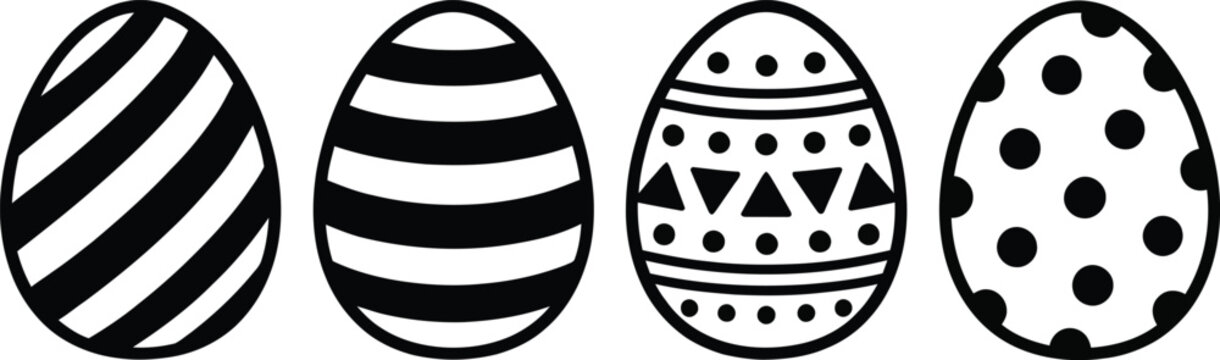 Black and White Decorated Easter Eggs Vector Illustration.eps